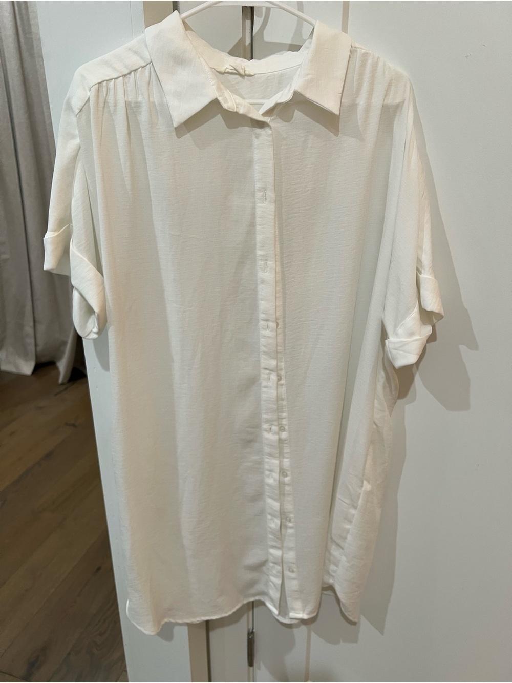 Caslon White Button-Down Casual Shirt Dress